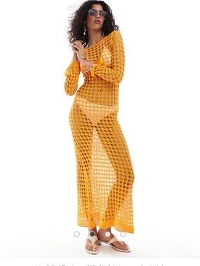 Mango crochet maxi dress, US4